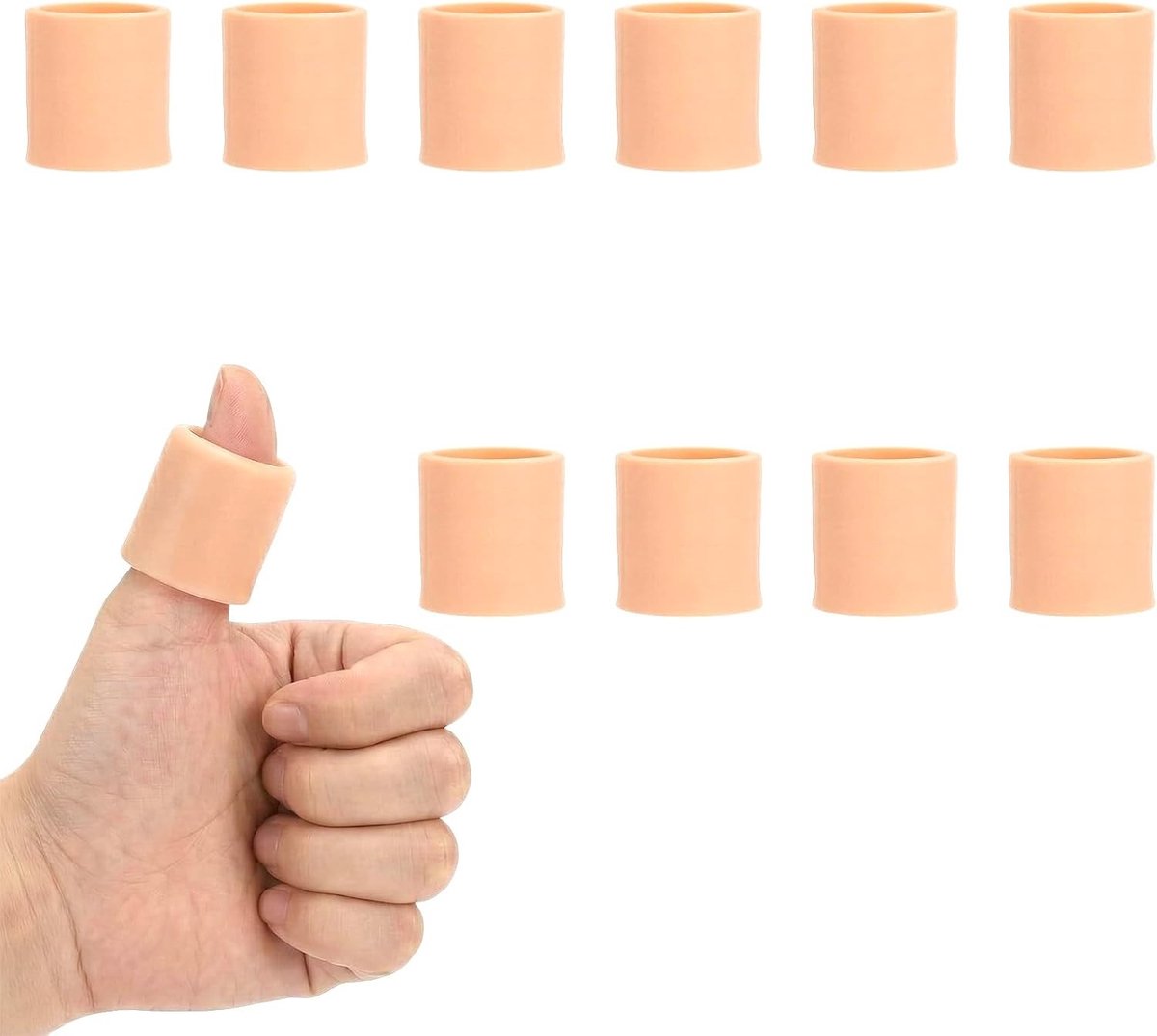 Set van 10 Dikke Teenkappen van Ademend Siliconen, Grote Teenkappen en Vingerbeschermers tegen Blaren en Eelt