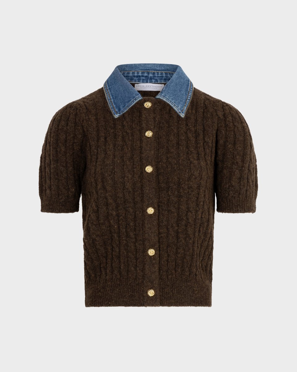 Amaya Amsterdam - Alou Knitwear - Removable Collar - Brown