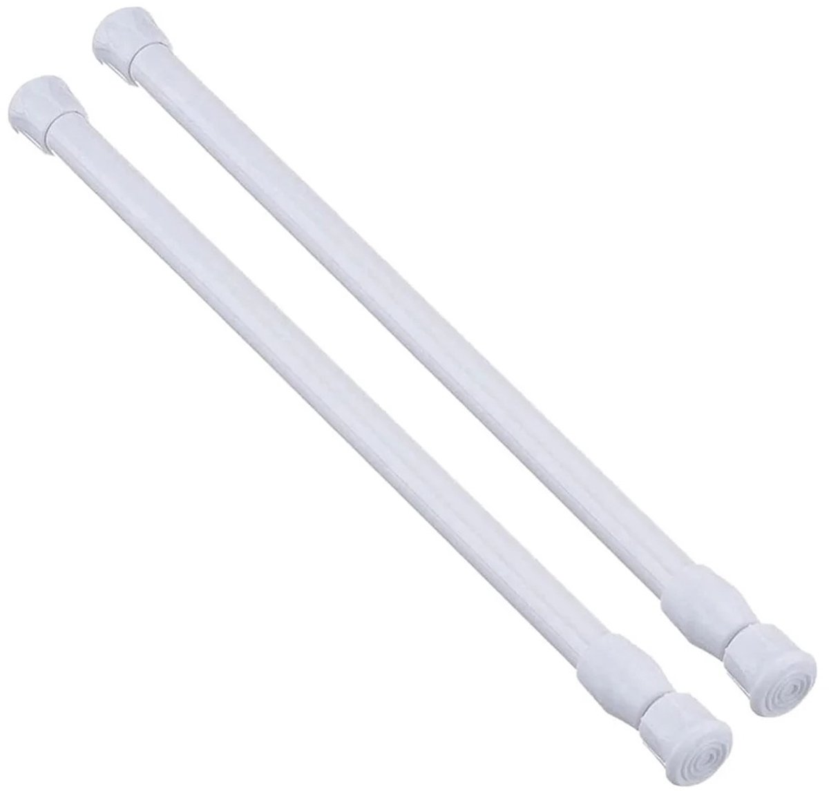 Set van 2 verstelbare, multifunctionele uitschuifbare stangen met veer (30-50 cm) – een handige telescopische stang voor gordijnen of een duurzame ophangmogelijkheid voor huishoudelijke artikelen en badkamerspullen.