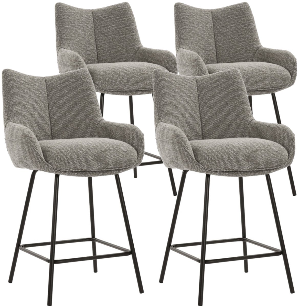 DS4U® - Ivan barkruk 65 cm - Set van 4 - Taupe - Stof - Met armleuning