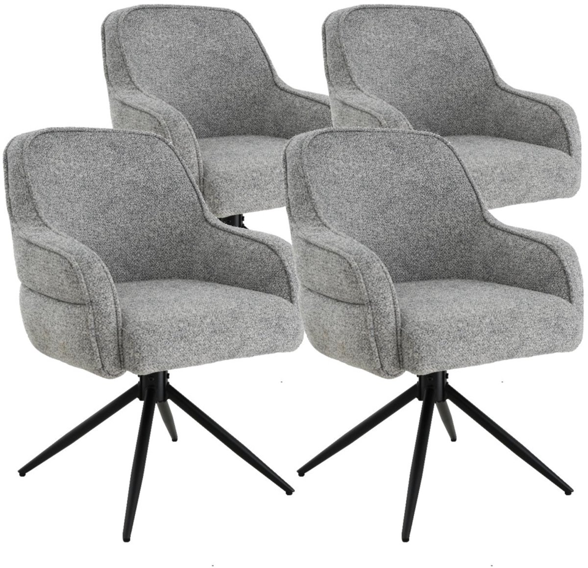DS4U® - Loisa armstoel met terugdraaifunctie - Set van 4 - Grijs - Stof