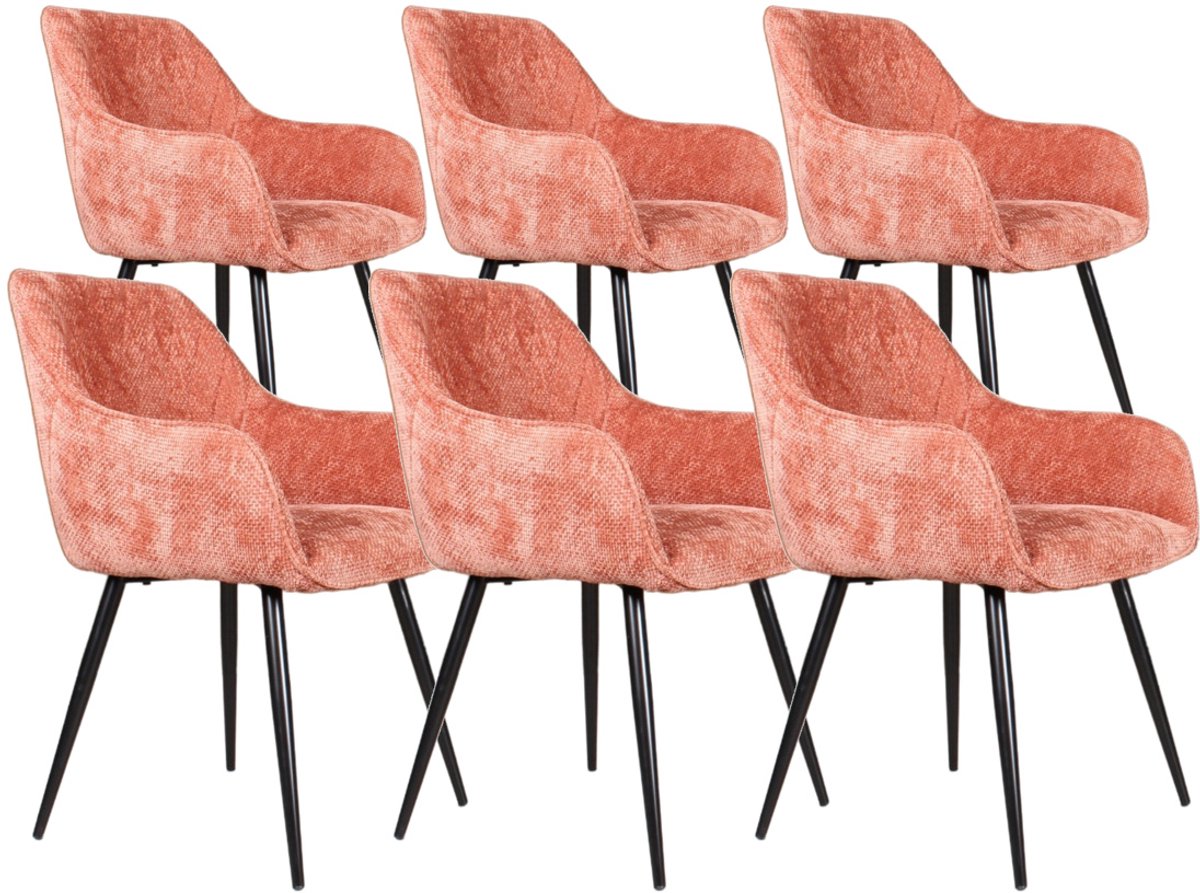 DS4U® - Flavio armstoel - Set van 6 - Roze - Stof
