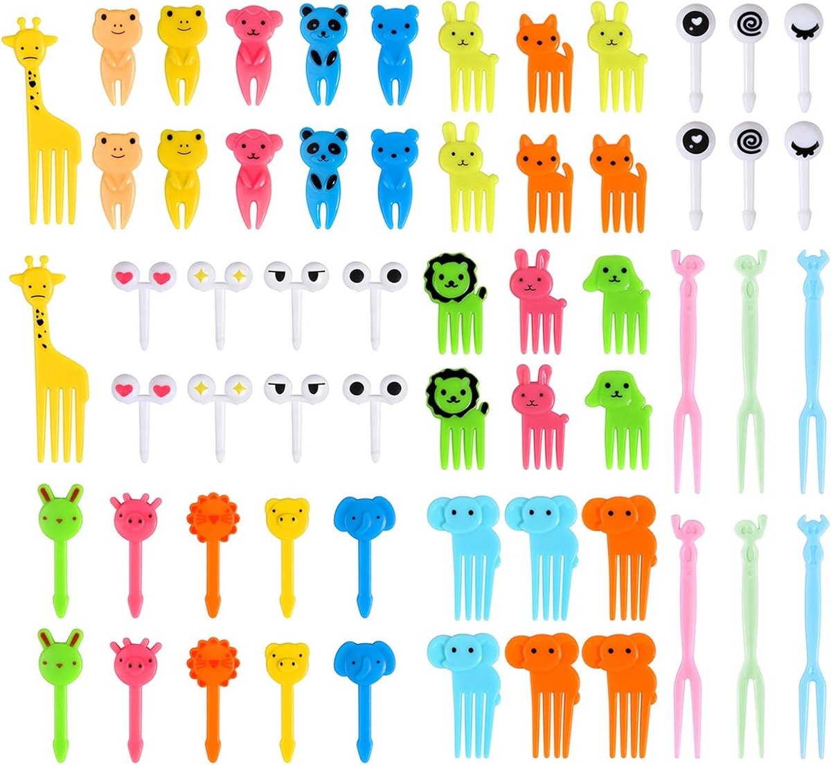 Mini Cartoon Fruit Forks en Prikkers - 270 Dieren Design Plastic Picks voor Kinderen, Feestjes en Buffetten