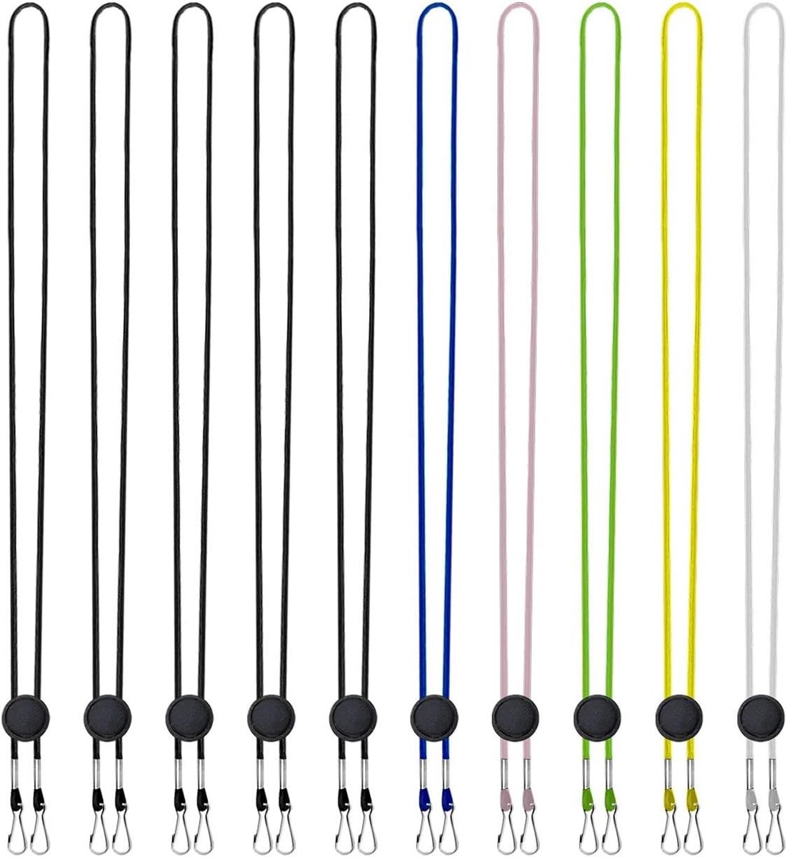 Set van 10 verstelbare masker straps, anti-verlies verlengstukken voor ketting, oorbeschermers en herbruikbare oordoppen voor optimale gehoorbescherming.