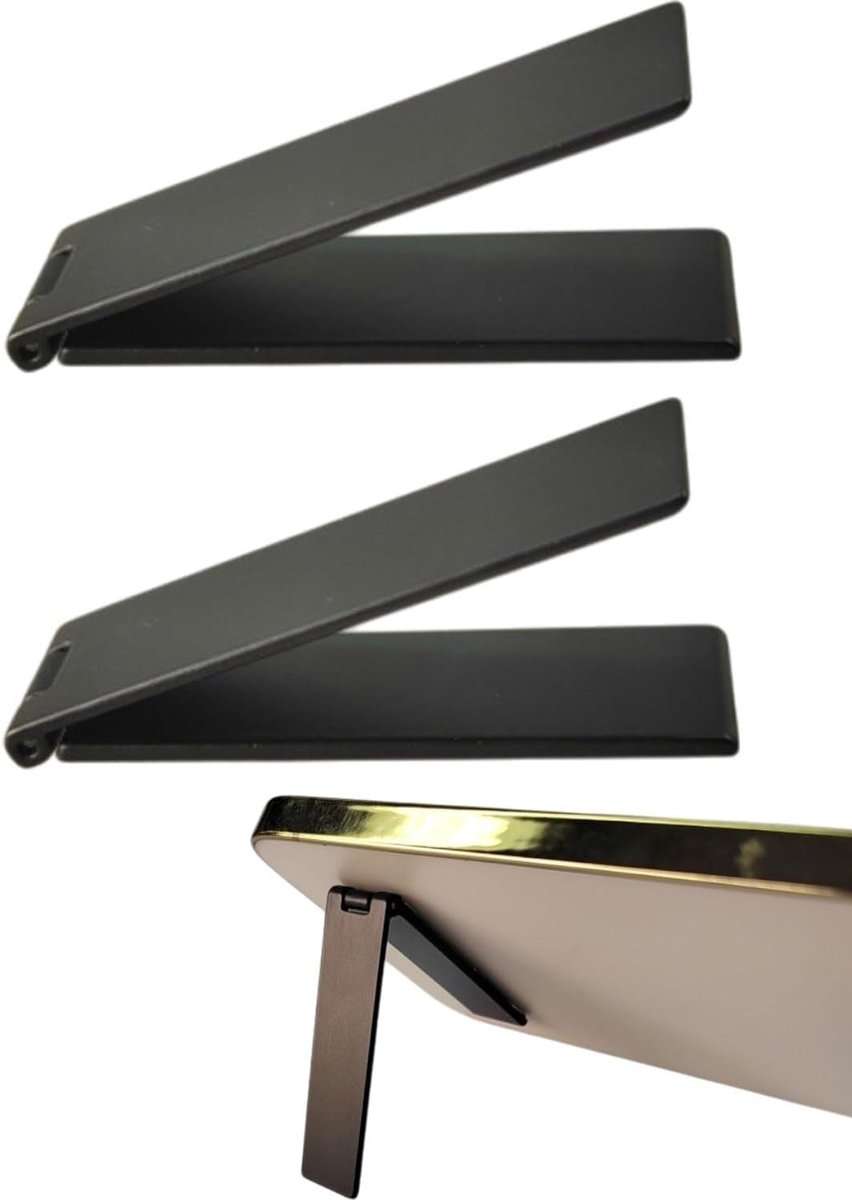 Dunne Mobiele Telefoonhouder, 2 Stuks, Verstelbare Mini Stand, Draagbaar en Vouwbaar voor Telefoon en Tablet, Universele Compatibiliteit, Zwart, Ideaal voor Thuis en Op Reis