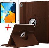 iPad Pro 11 (2018) Hoes + Screenprotector - 360 Graden Draaibaar Book Case Cover Leer - Hoesje van iCall - Bruin