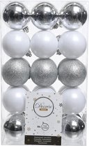 Kerstballen Mix (6cm) Box 30 Stuks Zilver Wit