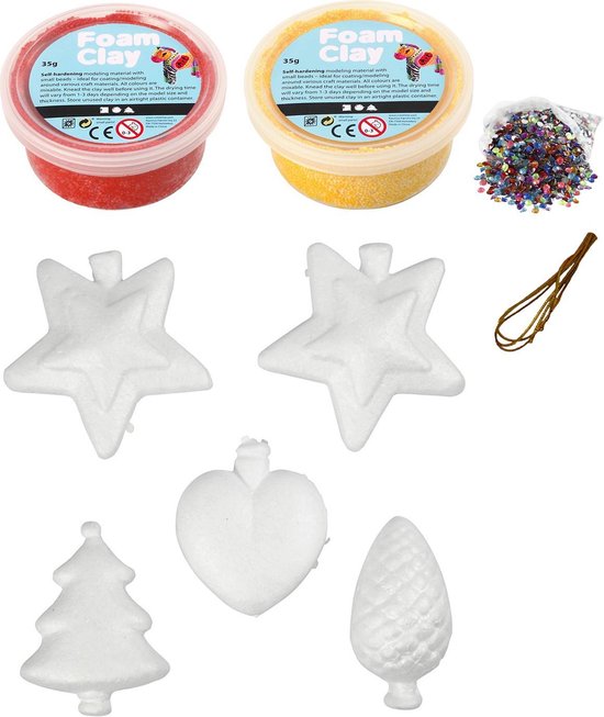 Beweging Email Grootte Piepschuim kerstballen. Knutselpakket kerstballen versieren met Foam Clay |  bol.com