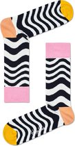 Happy Socks Wavy Stripe Sokken - Zwart/Wit - Maat 36-40