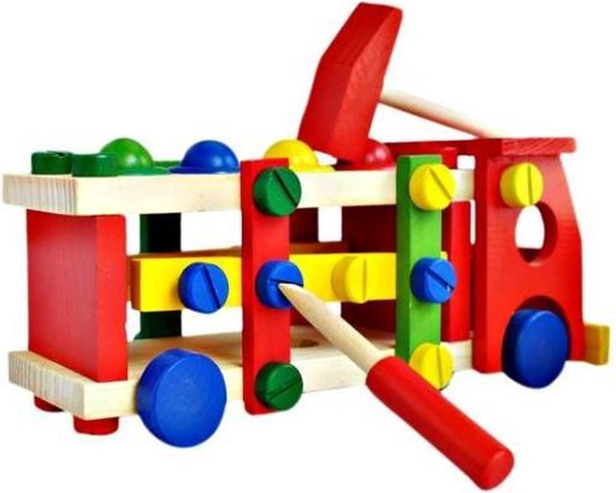 Houten vrachtwagen - Educatief houten speelgoed - Leer al jong sleutelen  met deze set... | bol.com