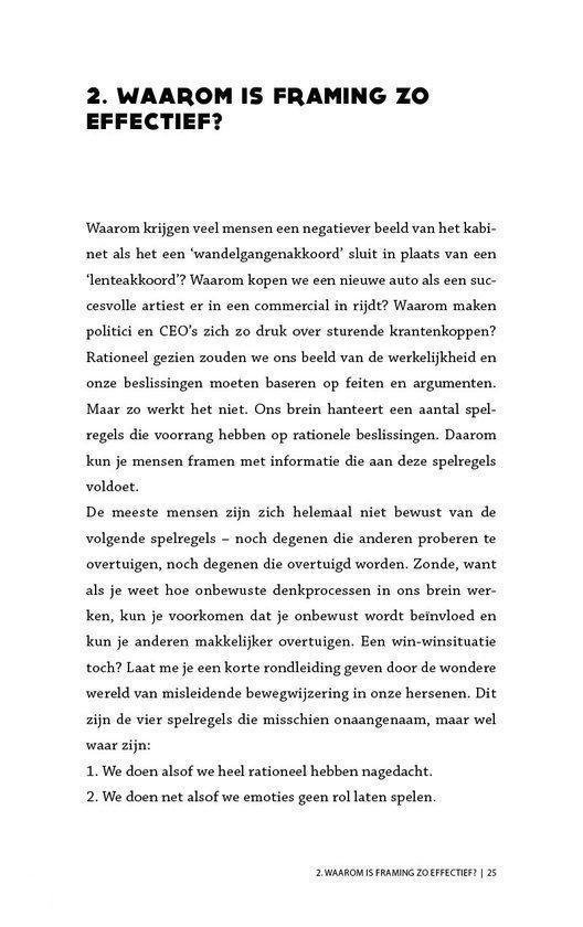 Pagina met de titel '2. Waarom is framing zo effectief?' en spelregels.