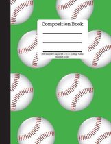 Composition Book 200 Sheet/400 Pages 8.5 X 11 In.-College Ruled Baseball-Green