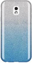 Samsung Galaxy J7 2017 Hoesje - Glitter Back Cover - Blauw & Zilver