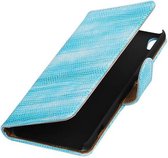 Lizard Bookstyle Wallet Case Hoesjes voor Sony Xperia XA Turquoise