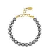 ARLIZI 1108 Parel Armband - Dames - 925 Zilver Verguld - 18 cm - 8 mm - Grijs