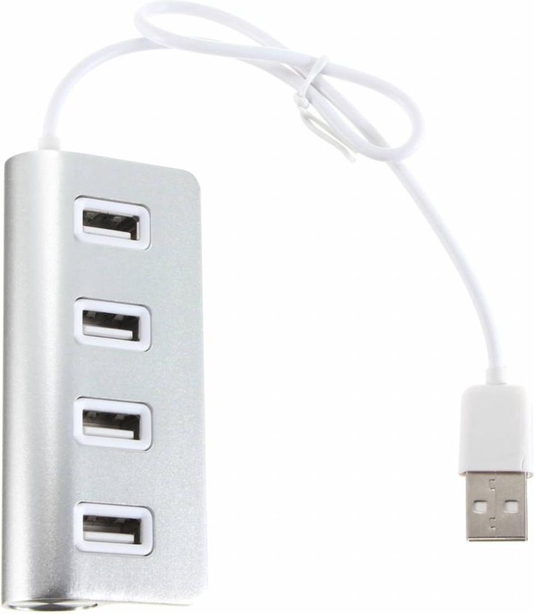 USB splitter HUB - USB hub 4-poorts - USB 2.0 4-ports aluminium hub - DisQounts - Merkloos