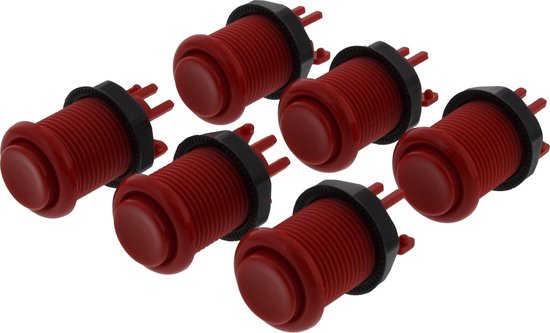 Afbeelding van het spel ArcadeWinkel Concave classic arcade drukknoppen (set van 6 stuks met 7st Zippy 20gr Microswitches), rood