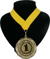 Kampioensmedaille nr. 1 aan geel lint