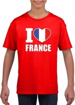 Rood I love Frankrijk fan shirt kinderen 122/128