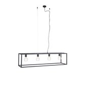 QAZQA big_cage - Moderne Hanglamp voor boven de eettafel | in eetkamer - 4 lichts - L 1180 mm - Zwart - Woonkamer