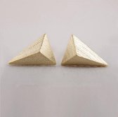 24/7 Jewelry Collection Piramide Oorbellen - Triangle Driehoek - Oorknopjes - Geborsteld - Minimalistisch - Goud