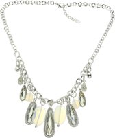 behave® - korte ketting dames met hangers – zilver kleur kristal en opaal wit
