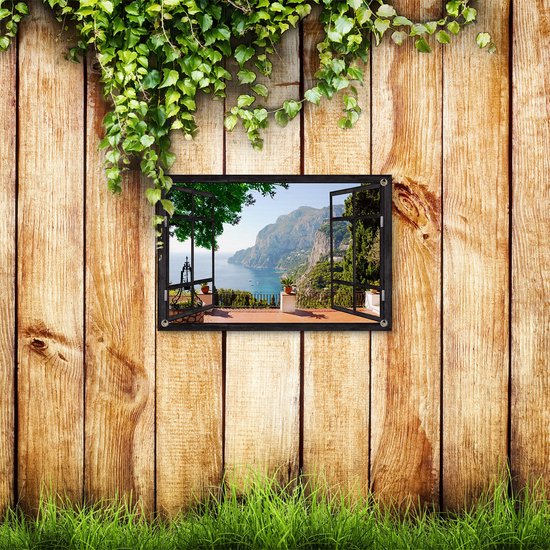 Affiche jardin Gards Vue sur la mer - 60x40 cm - Toile jardin - Décoration de jardin - Décoration murale extérieur - Tableau jardin