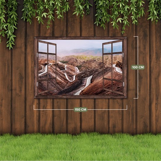 Affiche jardin Gards Routes transparentes dans les montagnes de l'Atlas, Maroc - Chemins - 150x100 cm - Toile jardin - Décoration de jardin - Décoration murale extérieur - Tableau jardin