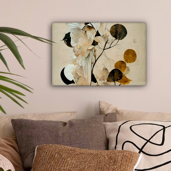 Canvas schilderij 30x20 cm - Wanddecoratie Bloemen - Bladeren - Boom - Pastel - Muurdecoratie woonkamer - Slaapkamer decoratie - Kamer accessoires - Schilderijen op canvas