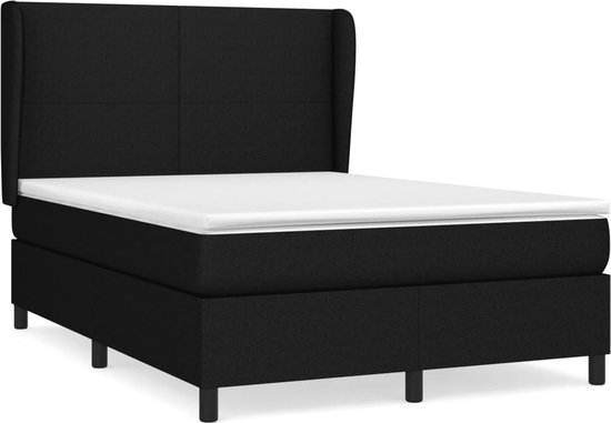 vidaXL Sommier tapissier avec matelas Tissu Noir 140 x 200 cm
