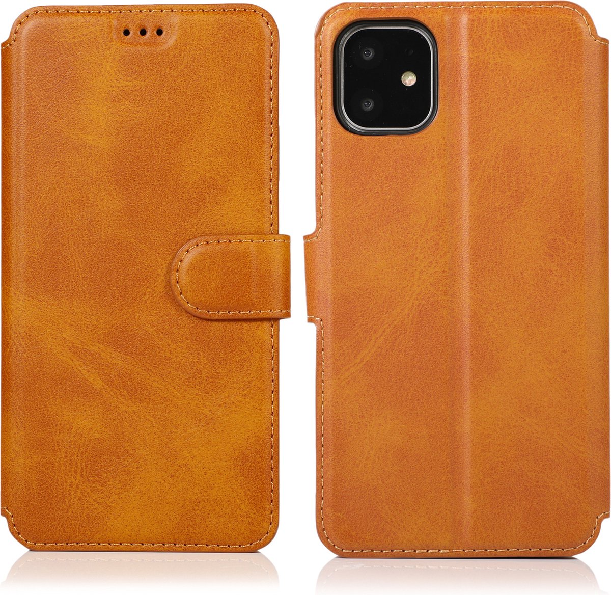 Bookcase Geschikt voor Apple iPhone 11 - Bruin - Pasjeshouder - Portemonnee
