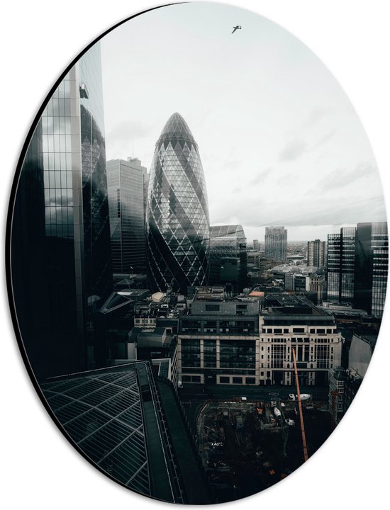 Dibond Ovaal - Uitzicht van een Stad - Verenigd Koninkrijk - 21x28 cm Foto op Ovaal (Met Ophangsysteem)