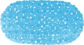 MSV Douche/bad anti-slip mat - badkamer - pvc - blauw - 35 x 68 cm - zuignappen - steentjes motief