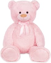 BRUBAKER - XXL Teddybeer 100 cm - Zacht Speelgoed Knuffel - Teddybear Groot - Knuffelbeer - Roze