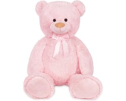 BRUBAKER - XXL Teddybeer 100 cm - Zacht Speelgoed Knuffel - Teddybear Groot - Knuffelbeer - Roze - Cadeau
