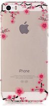 GadgetBay Doorzichtig Sierlijke Bloesemtakken iPhone 5 5s SE 2016 TPU hoesje - Roze Zwart
