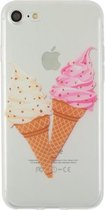 GadgetBay Softijs iPhone 7 8 TPU case hoesje - Roze Wit doorzichtig ijsje
