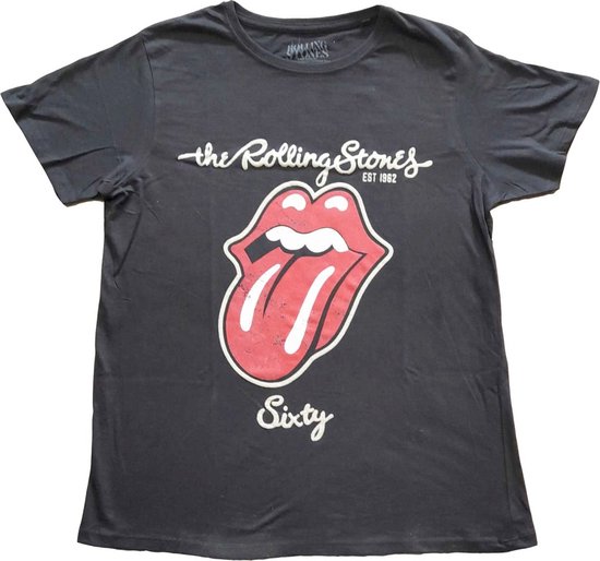 T-shirt Ufficiale The Rolling Stones, Lingua Classica, Nera, Nuova Con Etichette