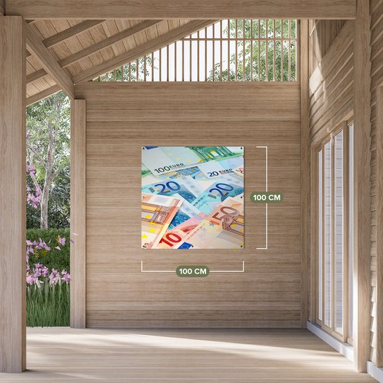 Gards Affiche de Jardin Billets Euro - Billets - 100x100 cm - Toile de Jardin - Décoration de jardin - Décoration murale Extérieure - Tableau Jardin