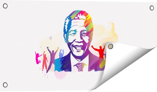 Gards Tuinposter Nelson Mandela - 60x30 cm - Tuindoek - Tuindecoratie - Wanddecoratie buiten - Tuinschilderij