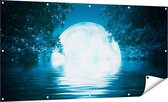 Gards Tuinposter Volle Maan in het Water - 160x80 cm - Tuindoek - Tuindecoratie - Wanddecoratie buiten - Tuinschilderij
