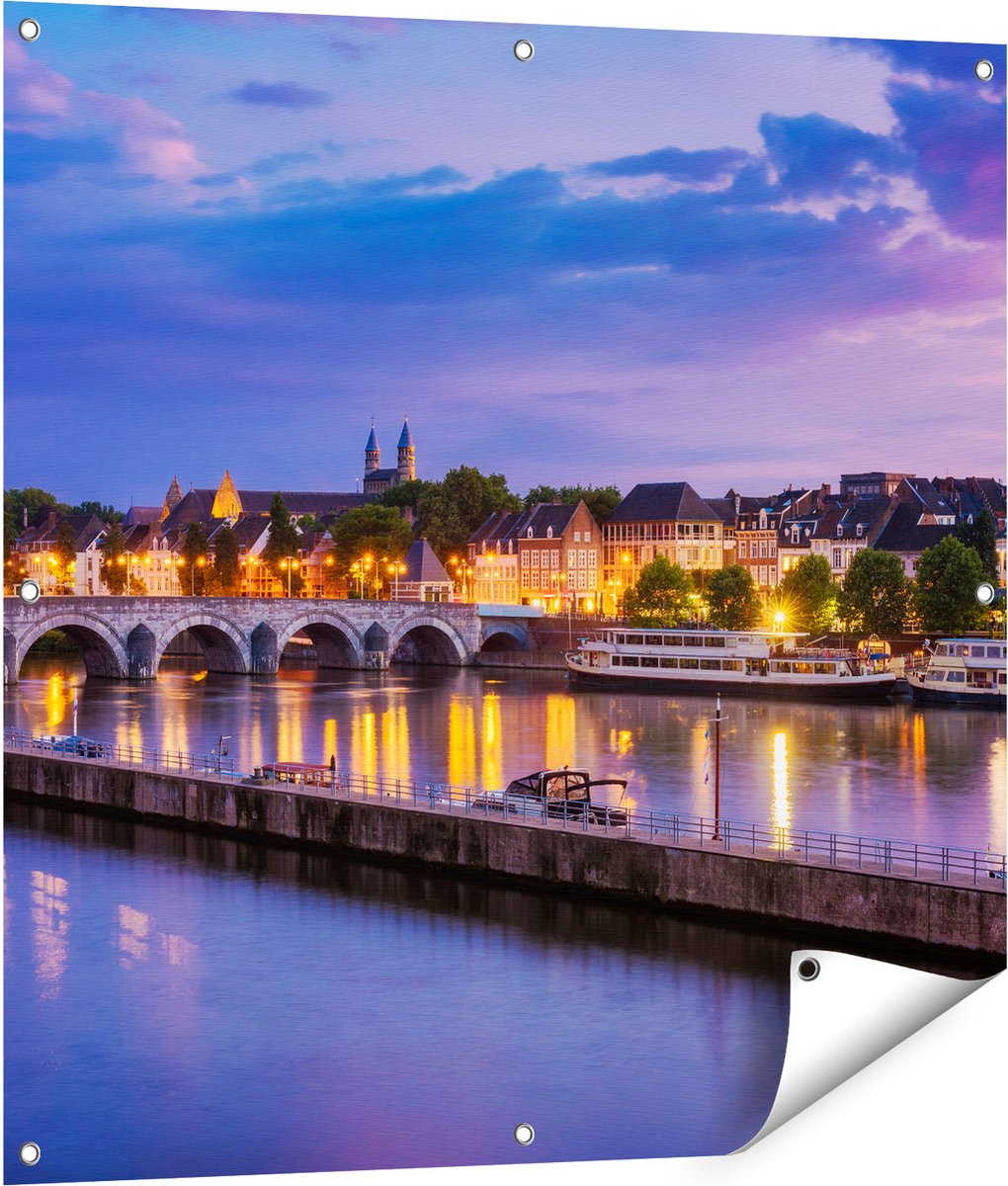 Gards Tuinposter Maastricht Maas Rivier bij de Sint Servaasbrug - 90x90 cm - Tuindoek - Tuindecoratie - Wanddecoratie buiten - Tuinschilderij Multikleur