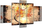 Glasschilderij Bos - Oranje, Grijs, Zwart - 170x100cm 5Luik - Foto Op Glas - Geen Acrylglas Schilderij - 6000+ Glasschilderijen Collectie - Wanddecoratie