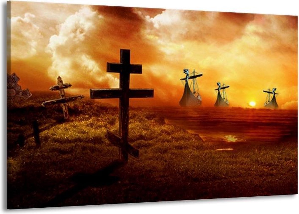 Schilderij Op Canvas - Groot -  Natuur - Oranje, Geel, Bruin - 140x90cm 1Luik - GroepArt 6000+ Schilderijen Woonkamer - Schilderijhaakjes Gratis op Prijzenvolger.com