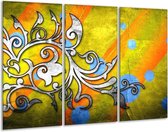 GroepArt - Schilderij -  Art - Geel, Groen, Blauw - 120x80cm 3Luik - 6000+ Schilderijen 0p Canvas Art Collectie