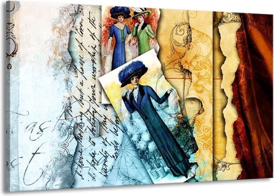 Peinture sur toile Femme | Bleu, Crème | 140x90cm 1 Liège