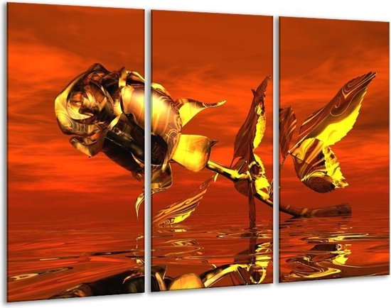 Peinture sur toile Rose | Rouge, or, jaune | 120x80cm 3 Liège