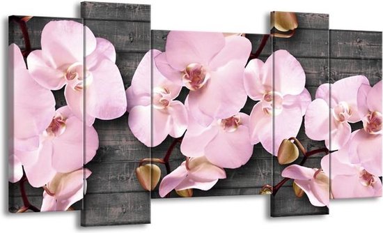 Peinture | Peinture sur toile Orchidée, Fleurs | Gris, rose | 120x65cm 5 Liège | Tirage photo sur toile