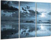 Glasschilderij Zee - Blauw - 120x80cm 3Luik - Foto Op Glas - Geen Acrylglas Schilderij - GroepArt 6000+ Glas Art Collectie - Maatwerk Mogelijk