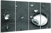 GroepArt - Glasschilderij - Macro, Druppel - Grijs, Groen, Zwart - 160x80cm 4Luik - Foto Op Glas - Geen Acrylglas Schilderij - 6000+ Glasschilderijen Collectie - Wanddecoratie